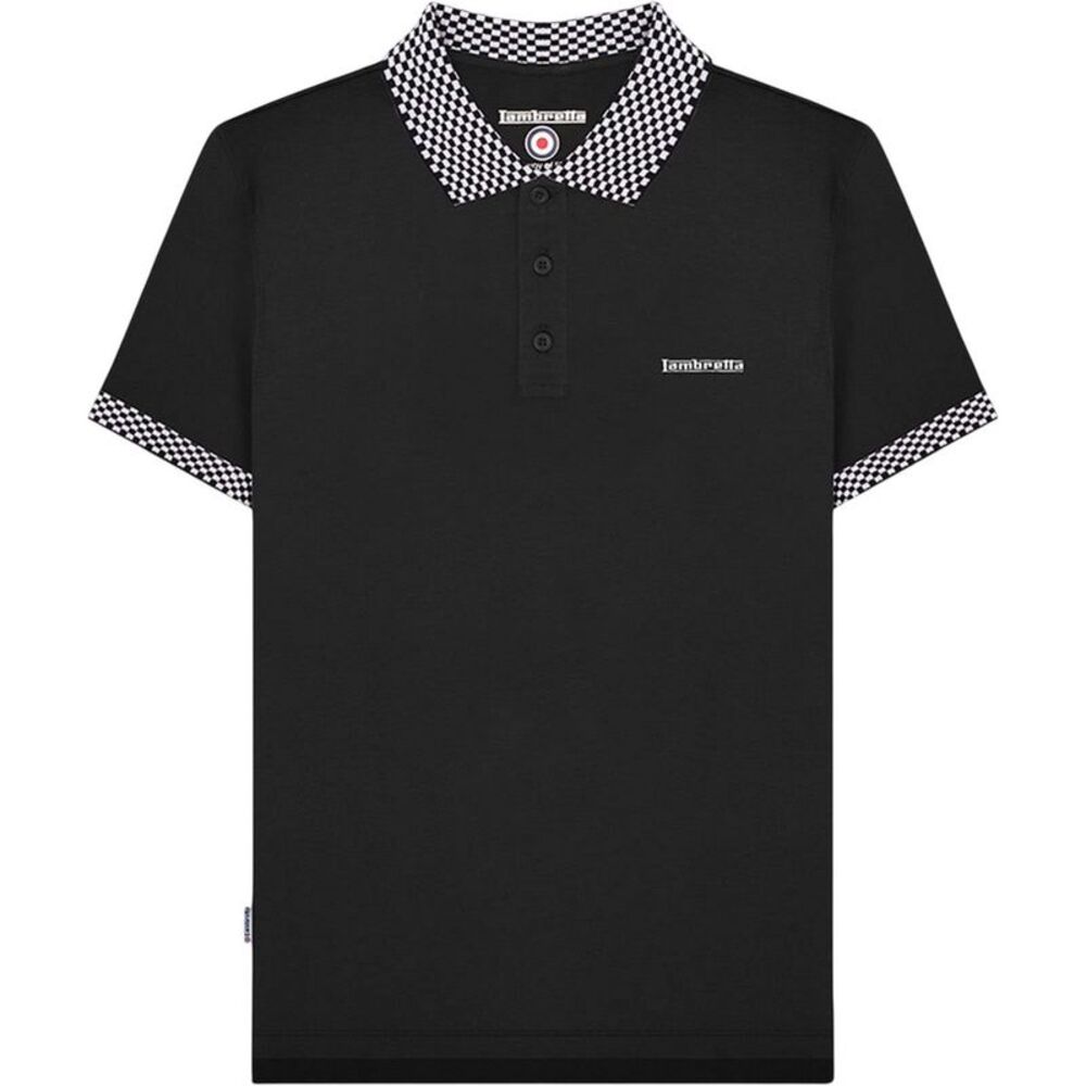 Lambretta Mens Two Tone Button Polo Shirt / Black